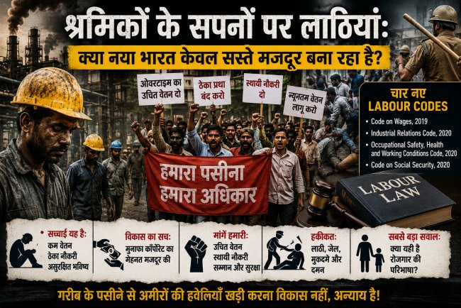 “श्रमिकों के सपनों पर लाठियां: क्या नया भारत केवल सस्ते मजदूर बना रहा है?