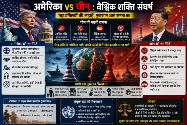 अमेरिका, चीन और वैश्विक शक्ति-संतुलन : हित, हस्तक्षेप और विश्व व्यवस्था पर एक रिपोर्ट