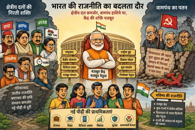 भारत में टूट रहे हैं क्षेत्रीय दल, प्रभावित हो रही संघवाद की विचारधारा