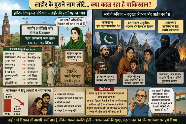 लाहौर में पुराने नामों की वापसी: क्या पाकिस्तान सचमुच मजहबी कट्टरता छोड़ रहा हैं  या यह केवल प्रतीकात्मक राजनीति है या मजबूरी ?