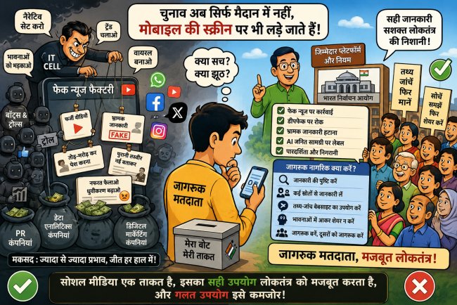 "चुनाव अब EVM से पहले मोबाइल में जीते जाते हैं: भारत में सोशल मीडिया, फेक न्यूज और नैरेटिव की पूरी कहानी"