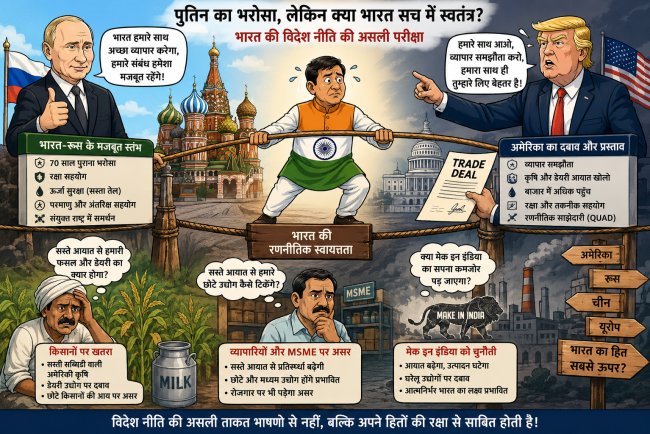 पुतिन का बड़ा बयान और भारत की विदेश नीति पर उठते सवाल: क्या नई दिल्ली अमेरिकी प्रभाव में जा रही है?