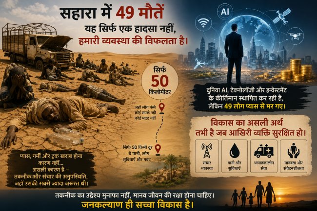 सहारा में 49 मौतें: जब विकास के शोर में इंसान की चीख दब जाती है