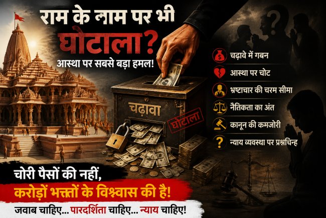 अगर राम के नाम पर भी ईमानदारी नहीं बची,तो फिर क्या बचेगा? चोरी पैसों की नहीं, करोड़ों हिंदुओं के विश्वास की है