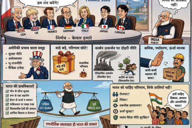 G7 शिखर सम्मेलन 2026: क्या भारत को लाभ मिलेगा या यह सिर्फ मेहमान नवाजी और दिखावे की रणनीति शिकार होगा?