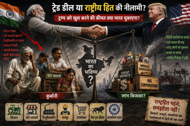 ट्रम्प को खुश करने की कीमत: क्या भारत अपने किसानों, मजदूरों और आत्मनिर्भरता की बलि चढ़ा देगा?