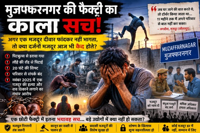 मुजफ्फरनगर की फैक्ट्री का मामला: समाज, शासन और श्रम व्यवस्था पर उठते गंभीर सवाल,एक छोटी फैक्ट्री में ऐसा संभव है, तो बड़े उद्योगों की निगरानी कैसी है?