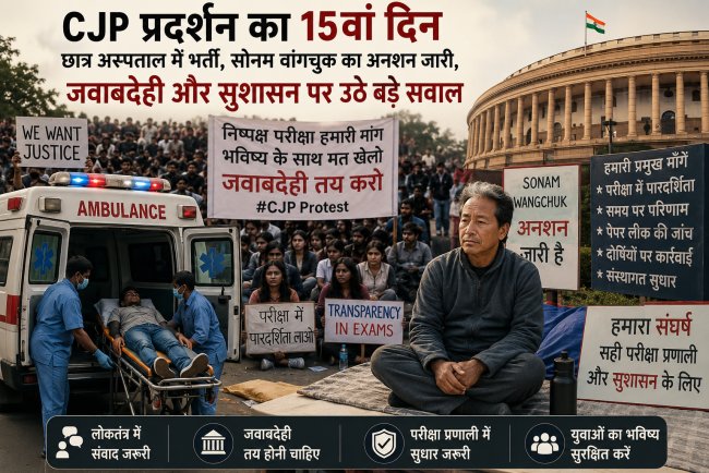 क्या जिम्मेदार शासन होता तो 15 दिन तक नहीं चलता CJP प्रदर्शन? छात्र अस्पताल में, सोनम वांगचुक का अनशन जारी