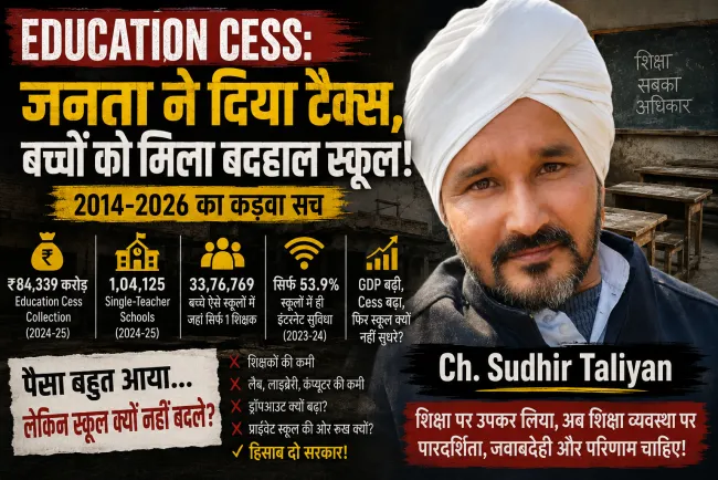 “Education Cess: जनता से हजारों करोड़ वसूले, फिर भी सरकारी स्कूल क्यों बदहाल?”