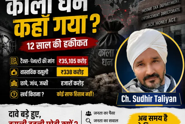 काला धन कहाँ गया? 12 साल की मोदी सरकार में ₹35,105 करोड़ की मांग, वसूली सिर्फ ₹338 करोड़!