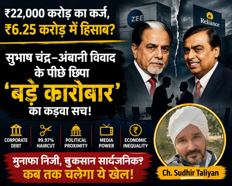 ₹22,000 करोड़ का कर्ज, ₹6.25 करोड़ में हिसाब? सुभाष चंद्र–अंबानी विवाद ने खोल दिया भारत के ‘बड़े कारोबार’ का कड़वा सच
