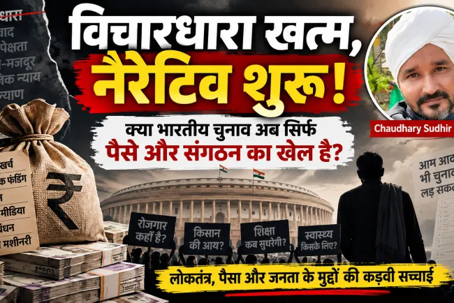 “विचारधारा खत्म, नैरेटिव शुरू: क्या भारतीय चुनाव अब सिर्फ पैसे और संगठन का खेल है? आम आदमी राजनीति से बाहर"