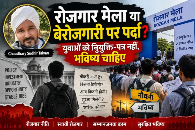 “रोजगार मेला या बेरोजगारी पर पर्दा? युवाओं को नियुक्ति-पत्र नहीं, भविष्य चाहिए”